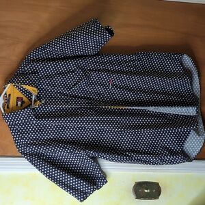 Tommy Hilfiger Navy White Star Button Up Shirt Large Men's Patriotic Dress Shirt